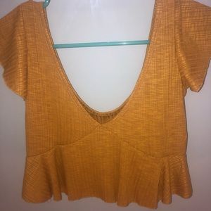 NWOT SHEIN Ruffled Crop Top, Darker Gold, Medium